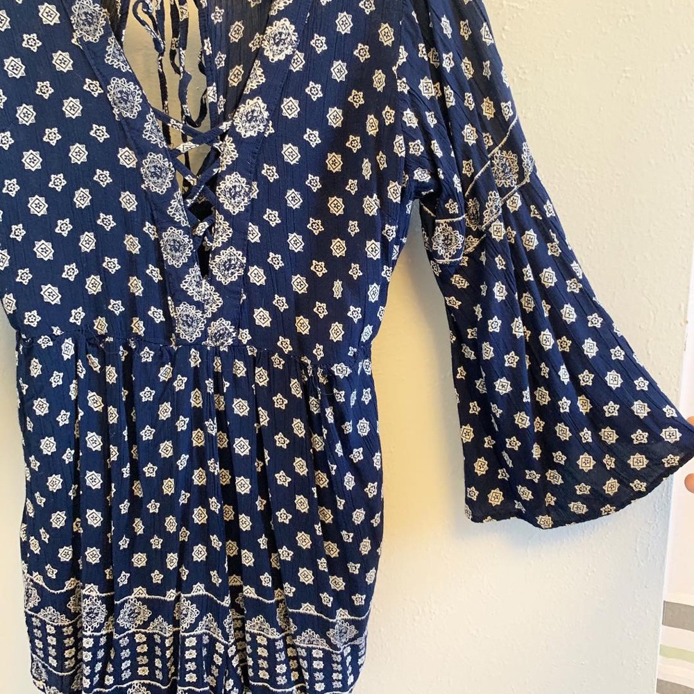 Navy, patterned romper